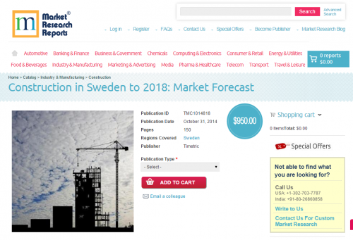 Construction in Sweden to 2018: Market Forecast'