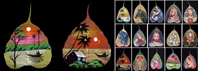 Painted Dried Pippal Leaves by village artisans