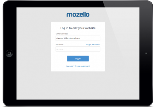 Mozello Site Builder on a Tablet'