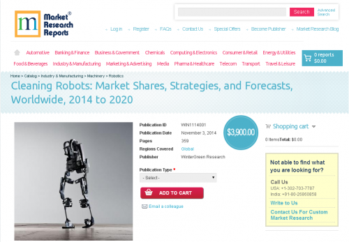 Cleaning Robots Market Worldwide 2014 to 2020'