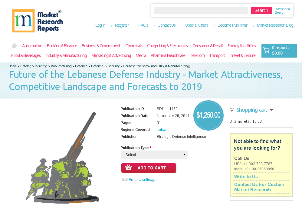 Lebanese Defense Industry Forecasts to 2019'