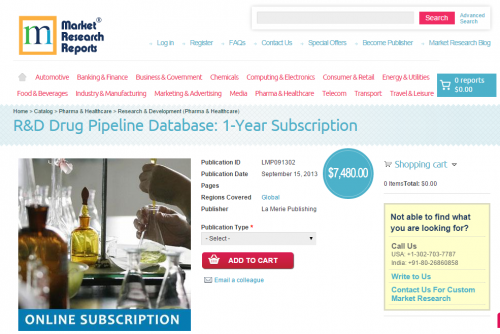 R&amp;amp;D Drug Pipeline Database: 1-Year Subscription'