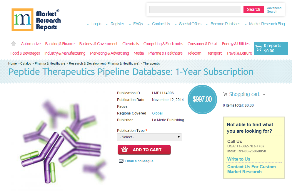 Peptide Therapeutics Pipeline Database: 1-Year Subscription