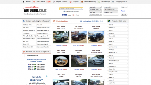 Cars for sale in Tanzania'