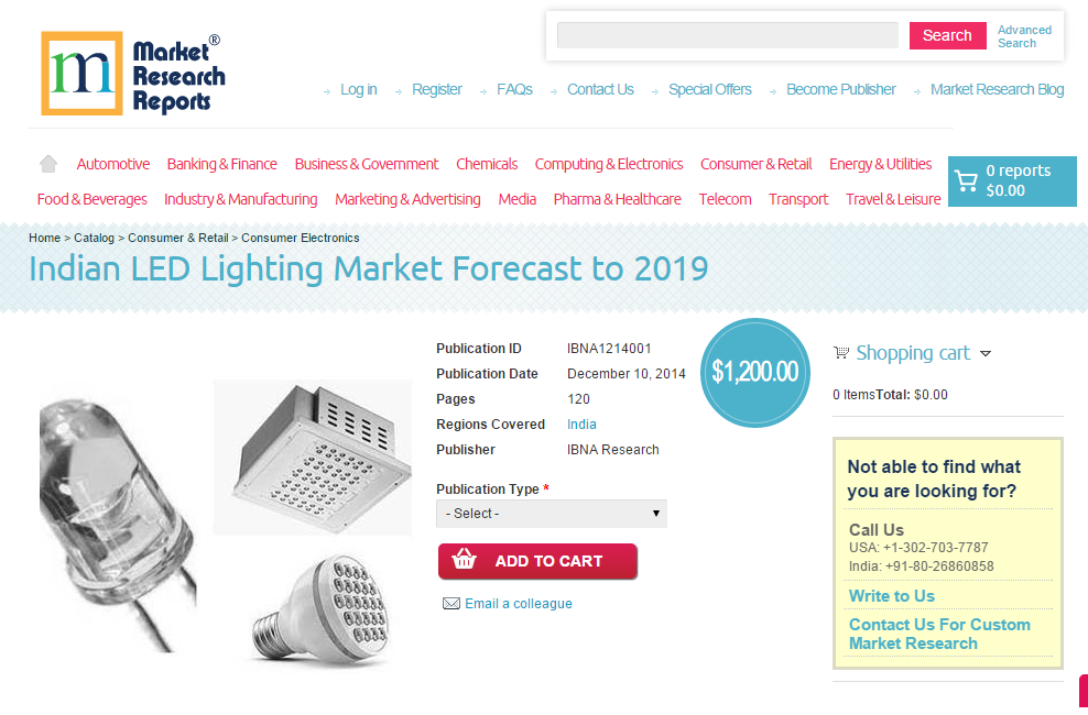 Indian LED Lighting Market Forecast to 2019
