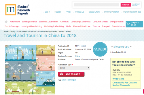 Travel and Tourism in China to 2018'