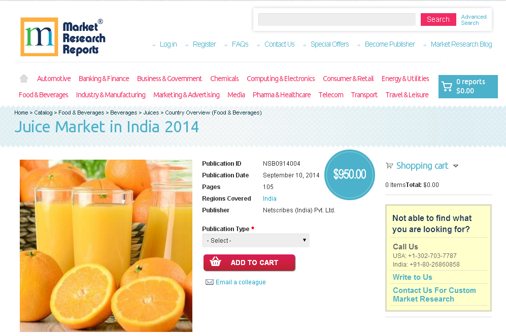 Juice Market in India 2014'