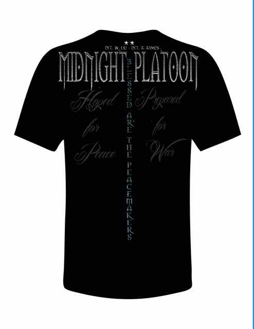 Midnight Platoon Clothing Blue Line Tee-Shirt Back View'
