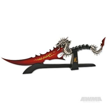 Blood Red Fantasy Knife With Stand'