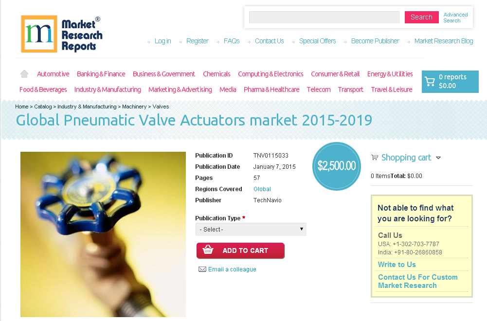 Global Pneumatic Valve Actuators market 2015-2019