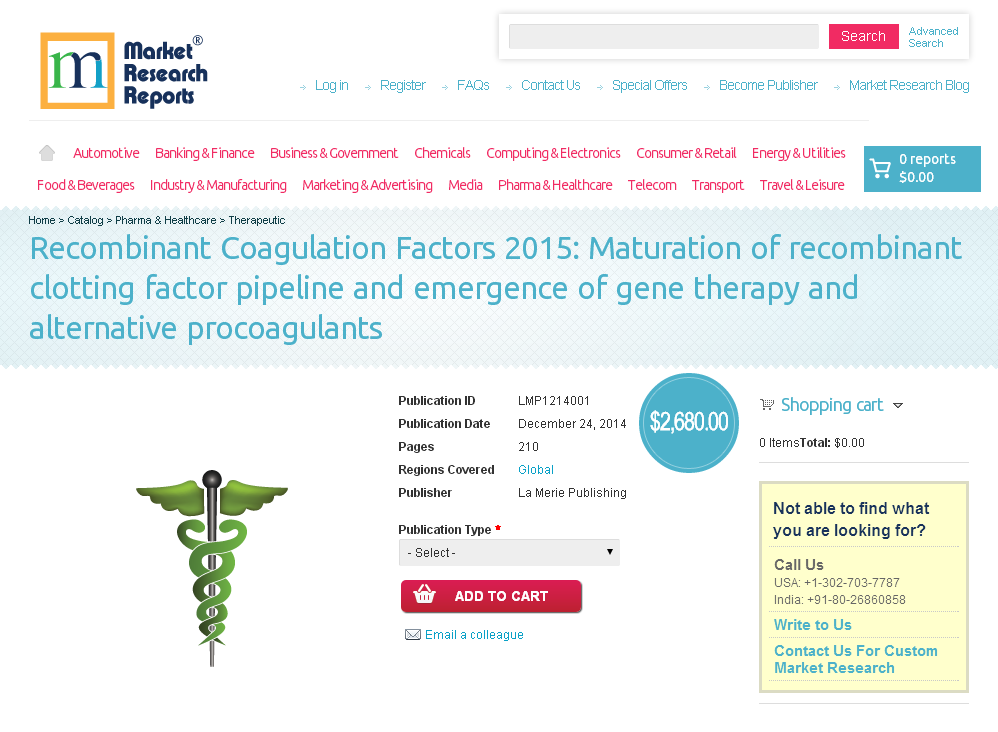 Recombinant Coagulation Factors 2015'