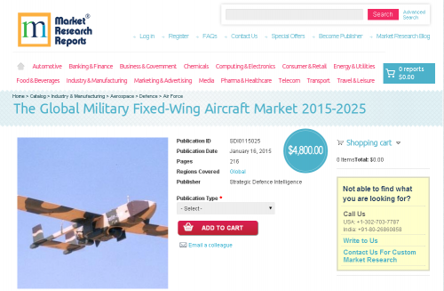 Global Military Fixed-Wing Aircraft Market 2015 - 2025'