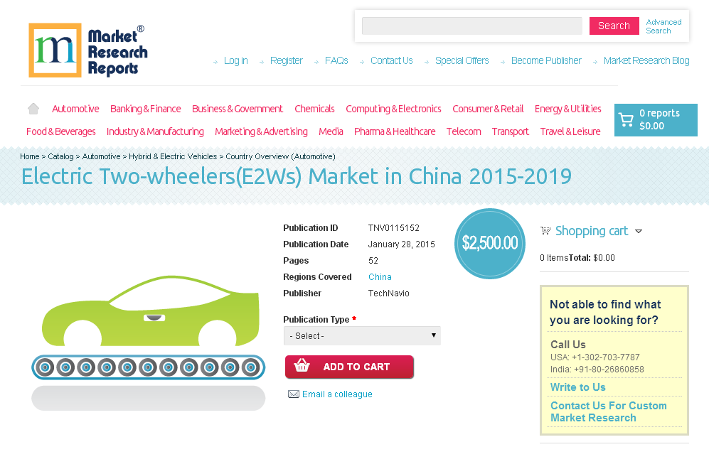 Electric Two-wheelers(E2Ws) Market in China 2015-2019