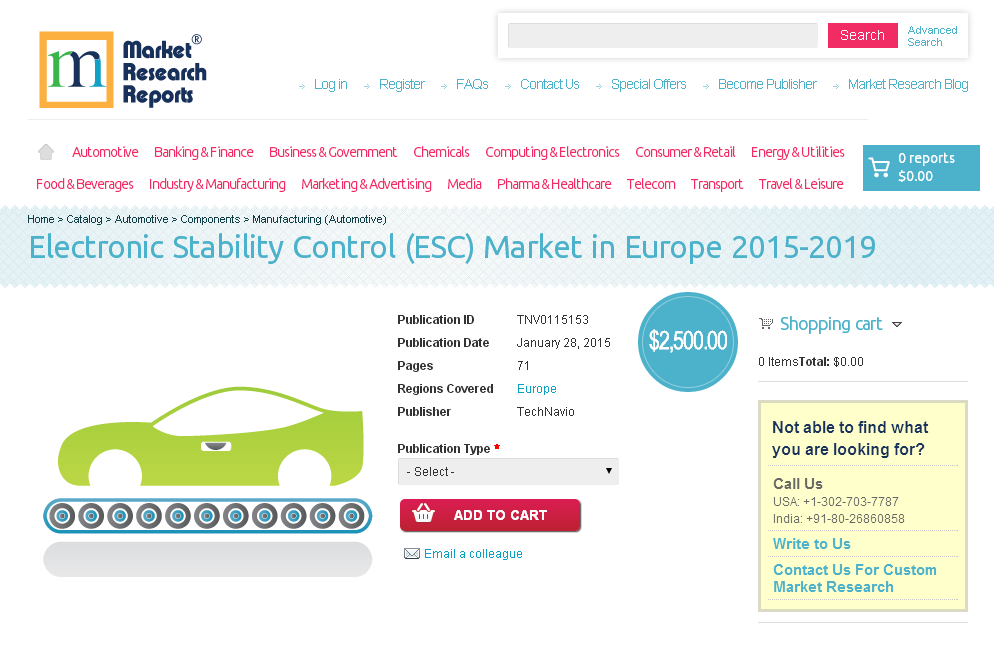 Electronic Stability Control (ESC) Market Europe 2015-2019'