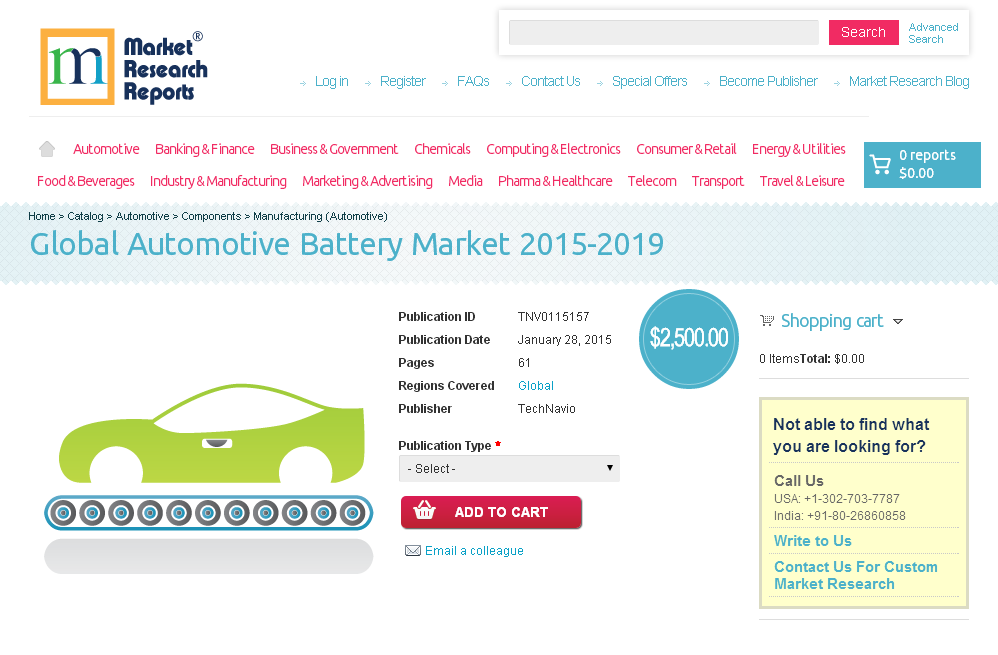 Global Automotive Battery Market 2015 - 2019