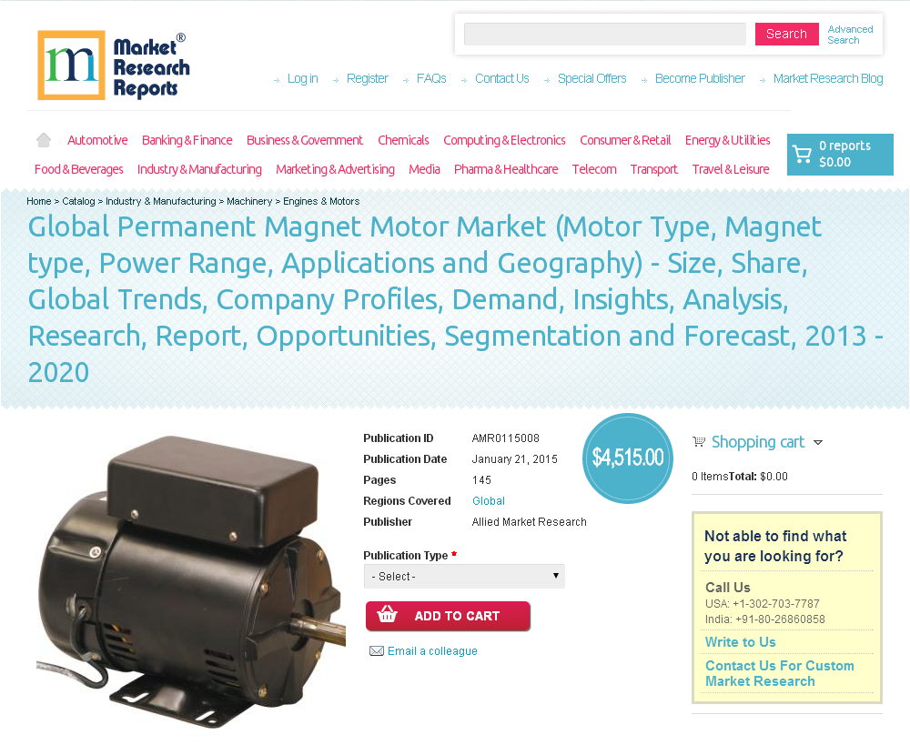 Global Permanent Magnet Motor Market 2013 - 2020'