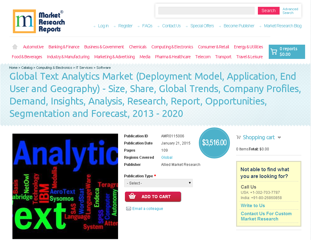Global Text Analytics Market  2013 - 2020'