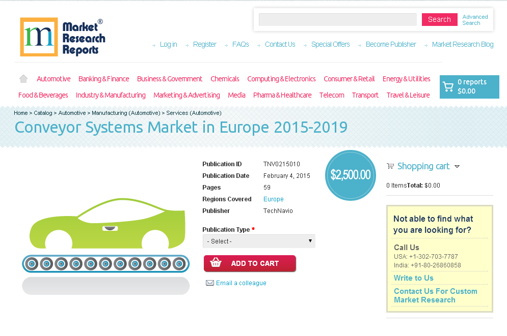 Conveyor Systems Market in Europe 2015-2019'