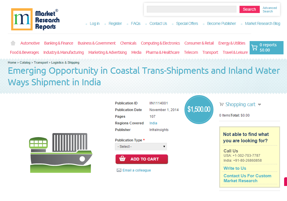 Emerging Opportunity in Coastal Trans-Shipments and Inland W