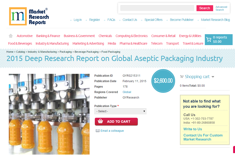 2015 Deep Research Report on Global Aseptic Packaging Indust