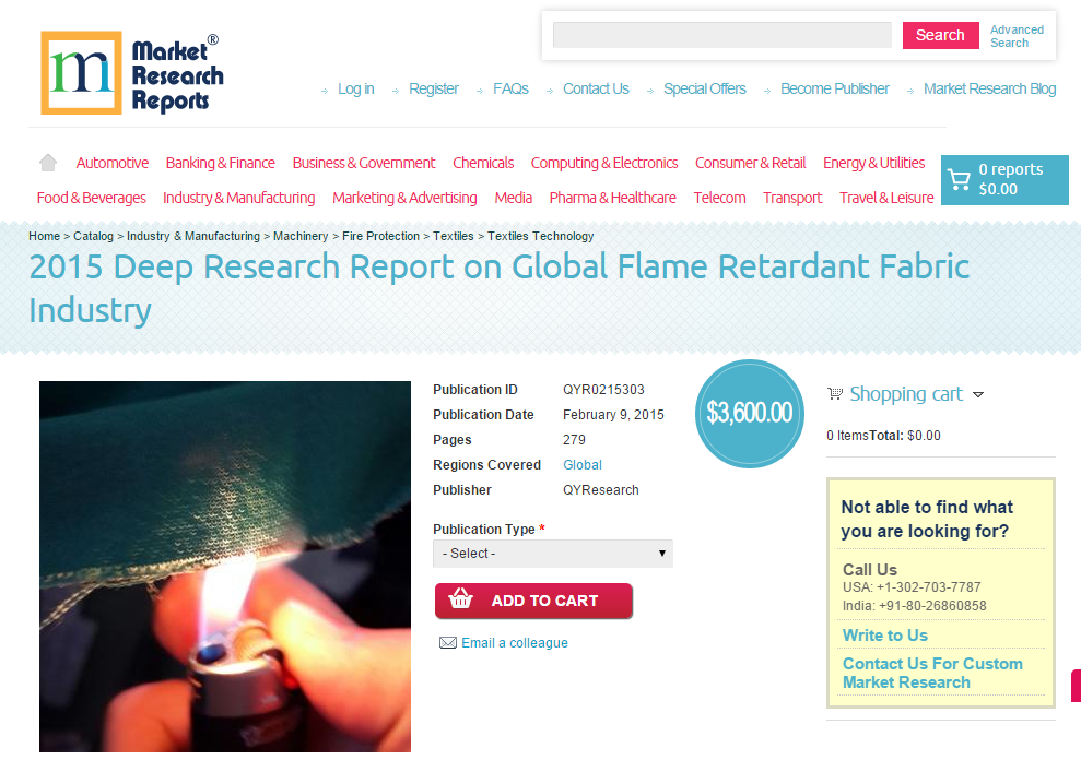 2015 Deep Research Report on Global Flame Retardant Fabric I'