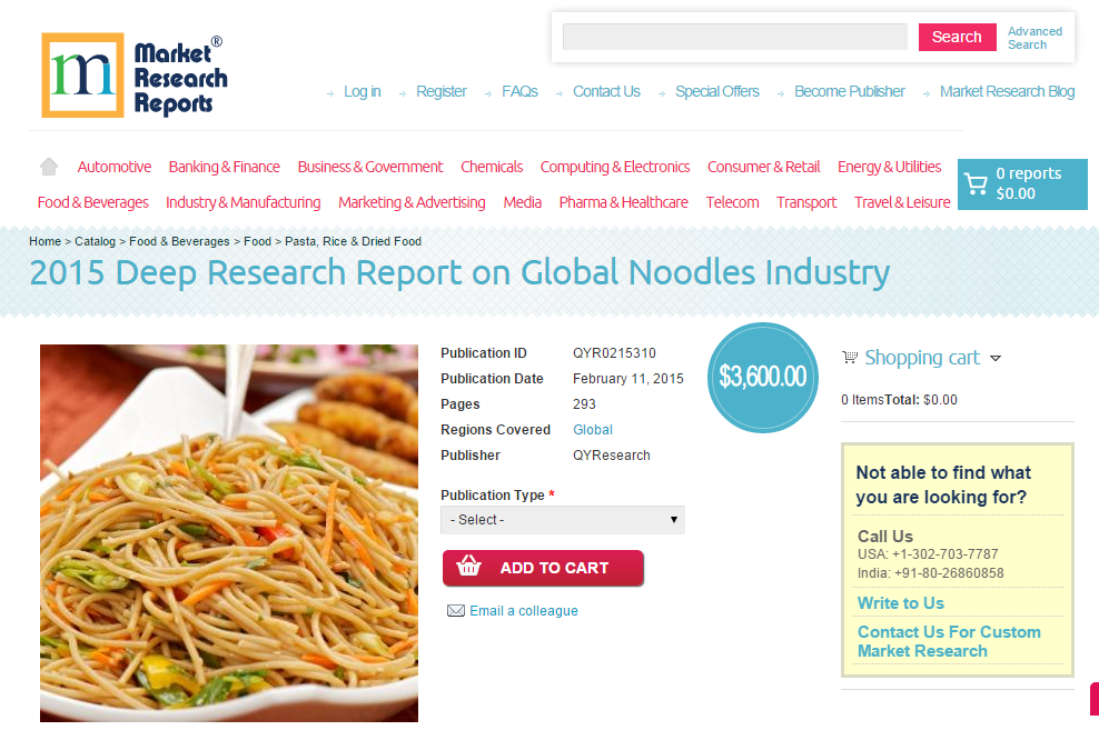 2015 Deep Research Report on Global Noodles Industry