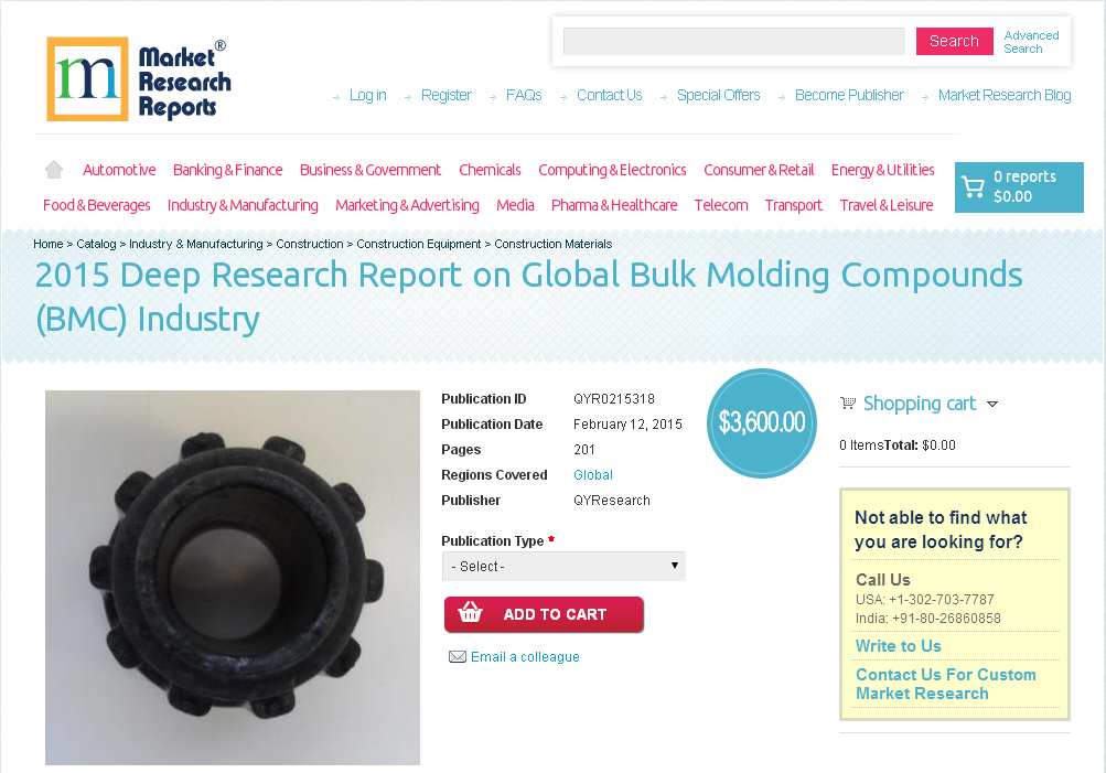 2015 Deep Research Report on Global Bulk Molding Compounds ('