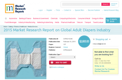 2015 Market Research Report on Global Adult Diapers Industry'