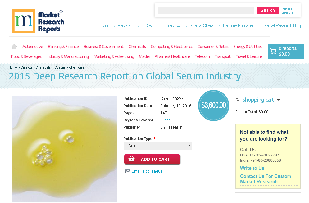 2015 Deep Research Report on Global Serum Industry