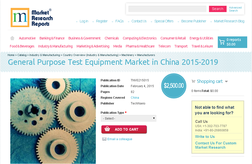 General Purpose Test Equipment Market in China 2015-2019'