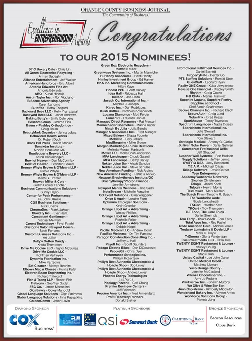 OCBJ 2015 Nominees'