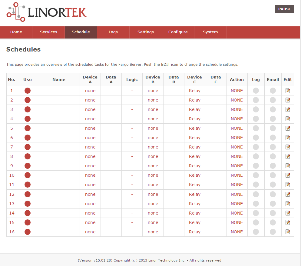 Netbell Bell Controller Schedule page