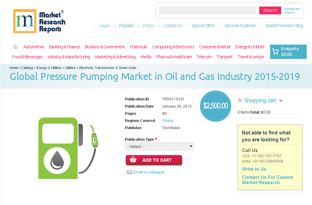 Global Pressure Pumping Market in Oil and Gas Industry 2015'