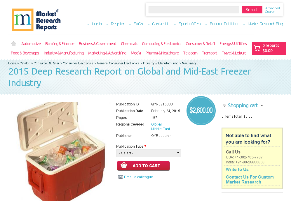 Global and Mid-East Freezer Industry Market 2015