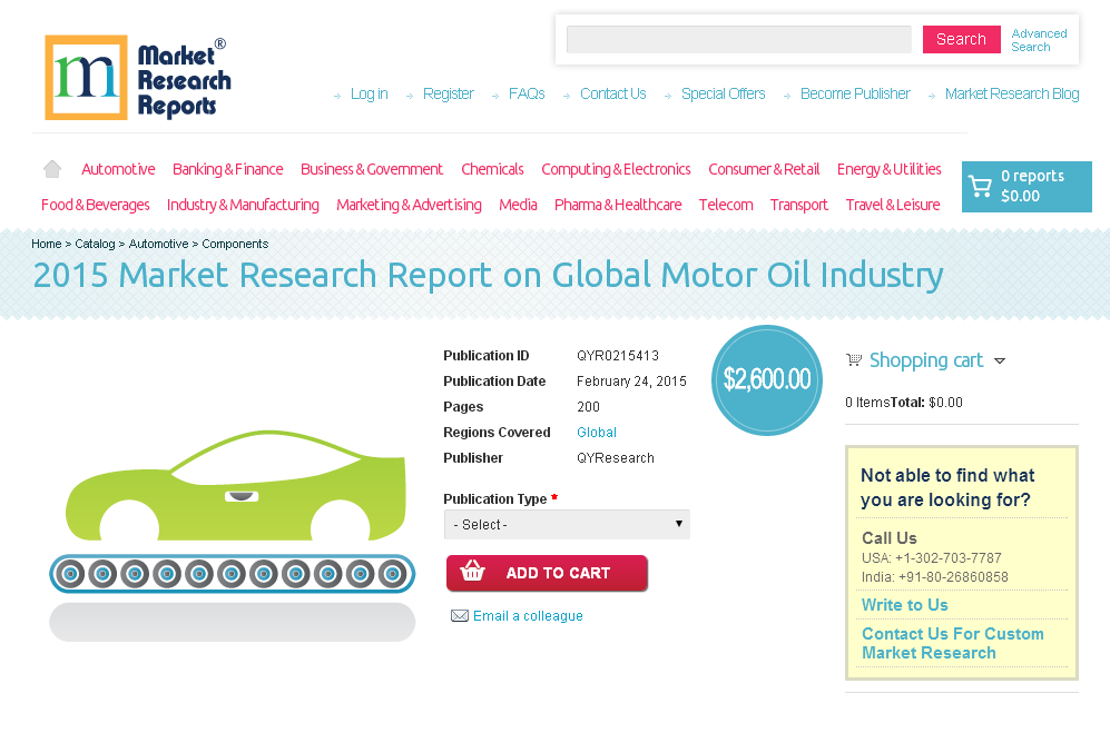 Global Motor Oil Industry Market 2015