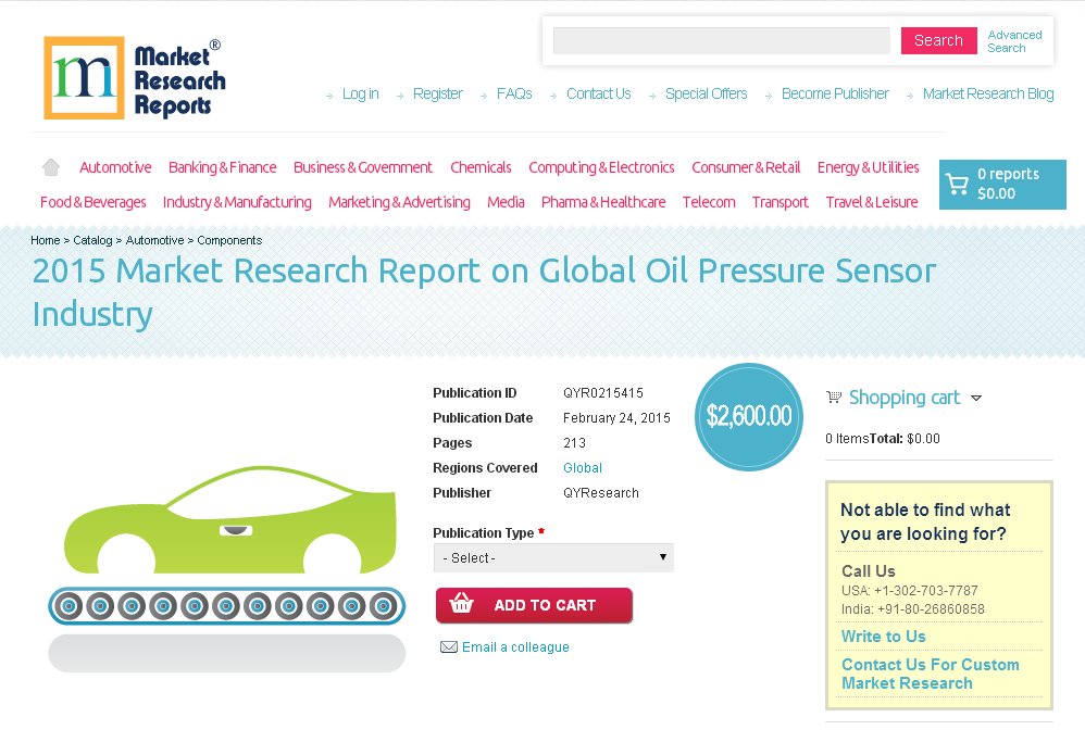 Global Oil Pressure Sensor Industry Market 2015'