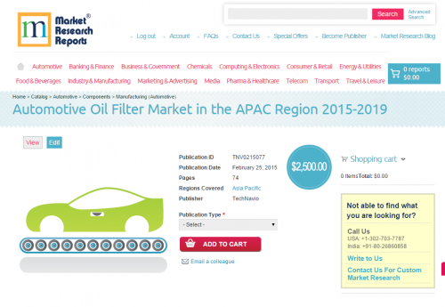 Automotive Oil Filter Market in the APAC Region 2015 - 2019'