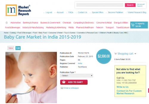 Baby Care Market in India 2015 - 2019'