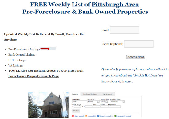 Get Your Weekly List of Pittsburgh Foreclosures!'