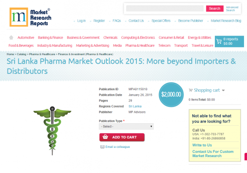 Sri Lanka Pharma Market Outlook 2015'