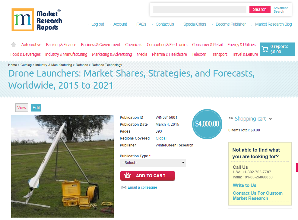 Drone Launchers: Market Shares, Strategies and Forecasts