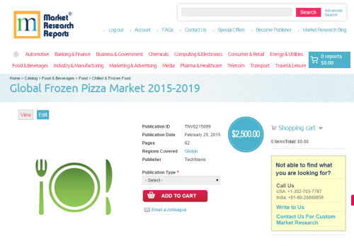 Global Frozen Pizza Market 2015 - 2019'