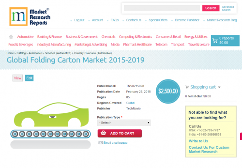 Global Folding Carton Market 2015-2019'