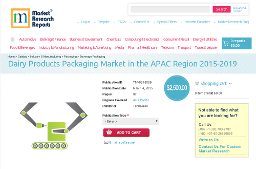 Dairy Products Packaging Market in the APAC Region 2015-2019'