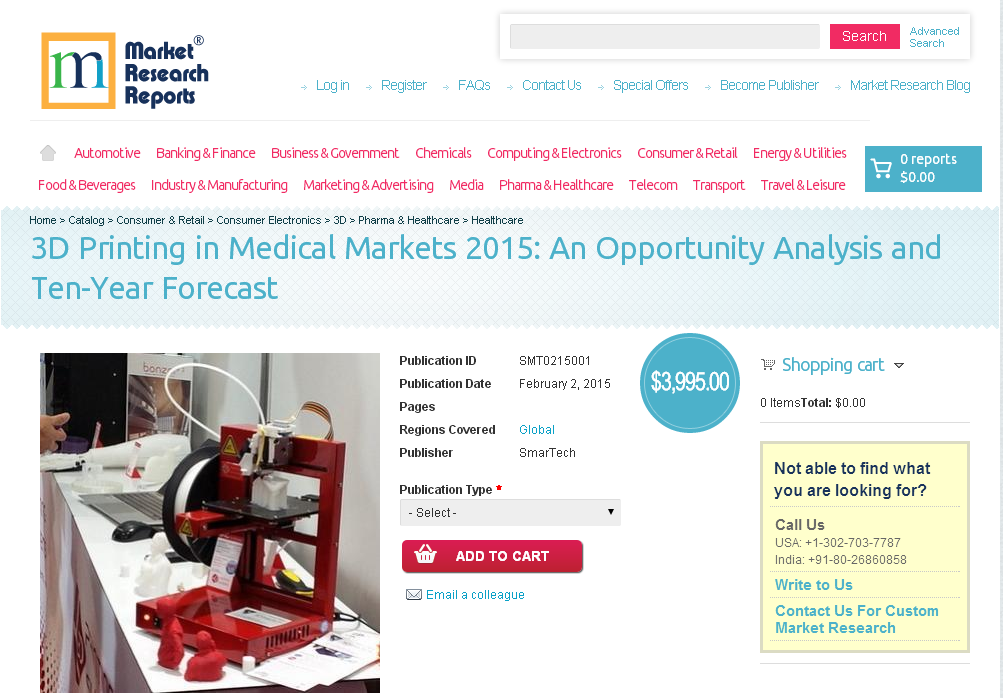 3D Printing in Medical Markets 2015'