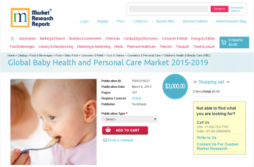 Global Baby Health and Personal Care Market 2015 - 2019'