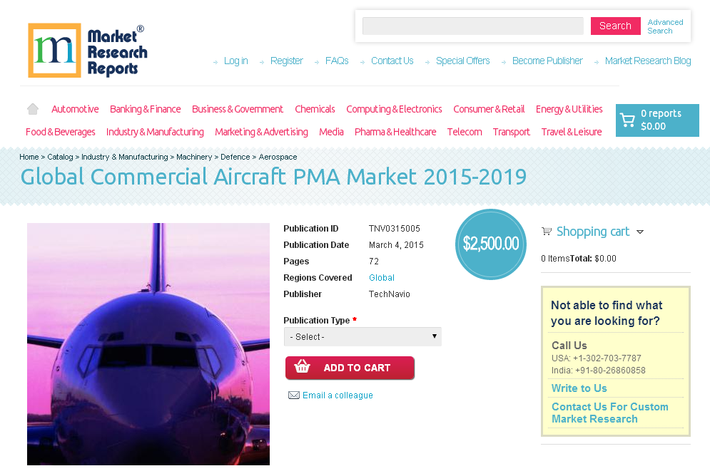 Global Commercial Aircraft PMA Market 2015 - 2019