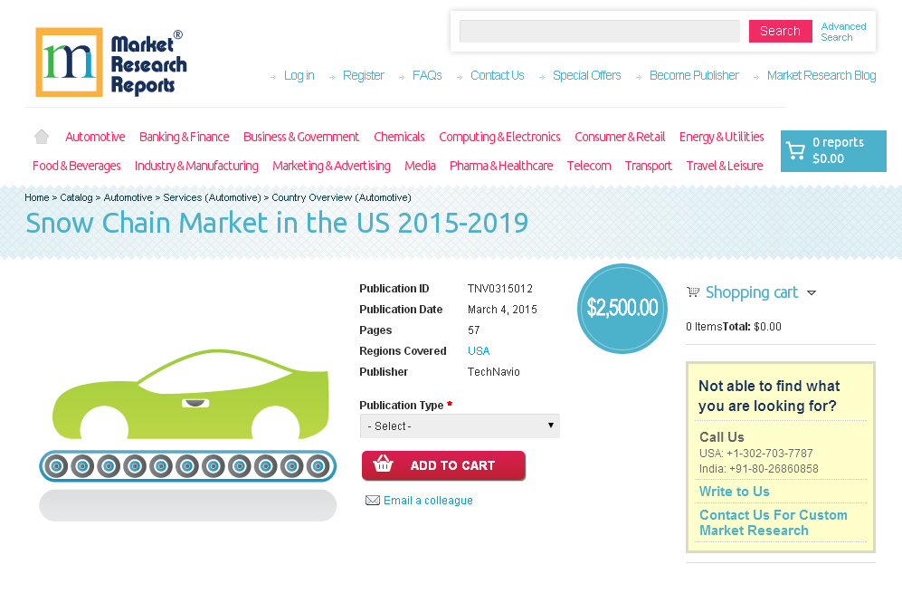 Snow Chain Market in the US 2015 - 2019'