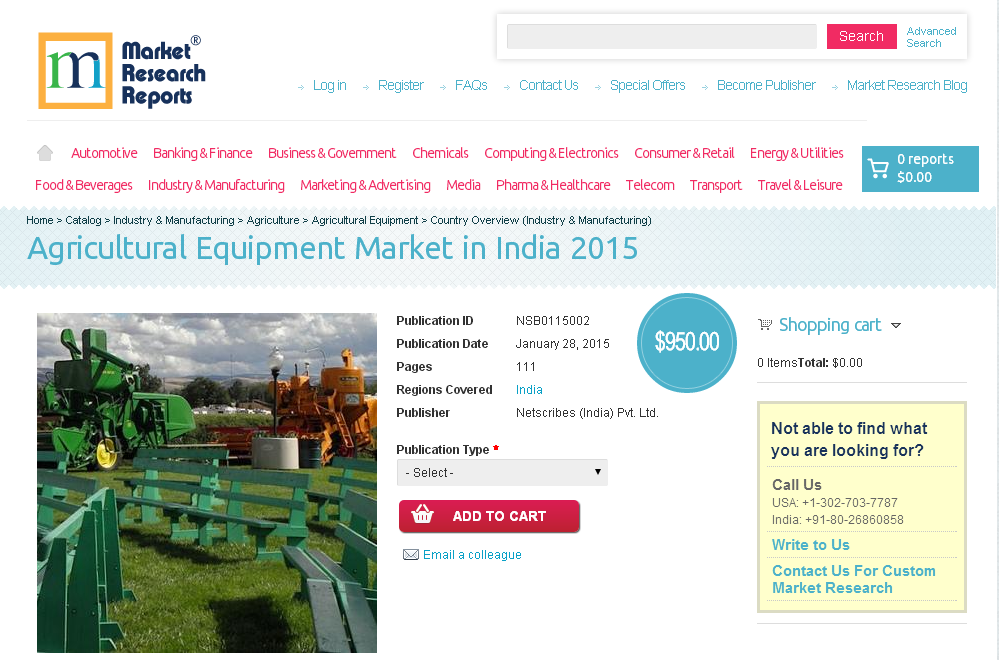 Agricultural Equipment Market in India 2015
