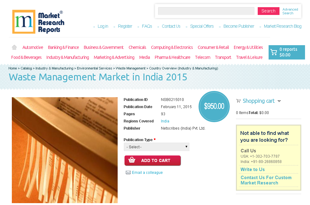 Waste Management Market in India 2015'